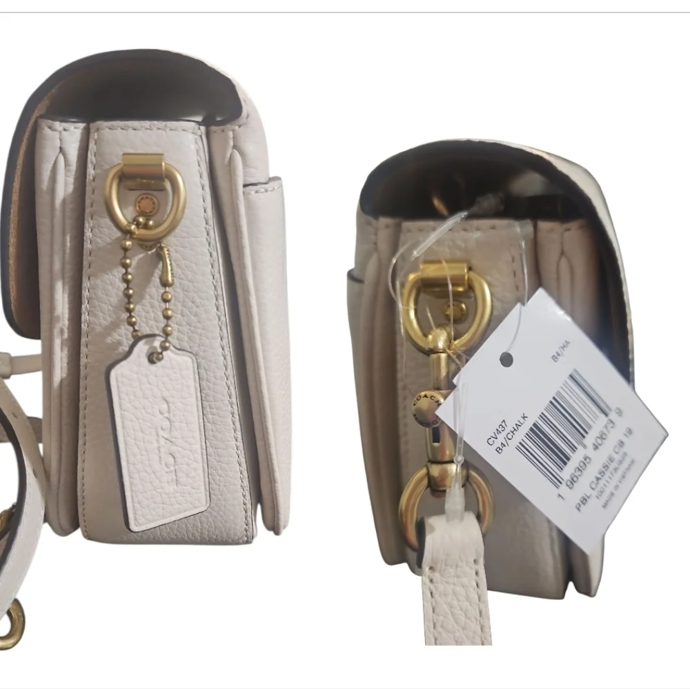 Coach Cassie Crossbody 19 Bag Chalk White Pebble Leather NWT Gold Hardware
